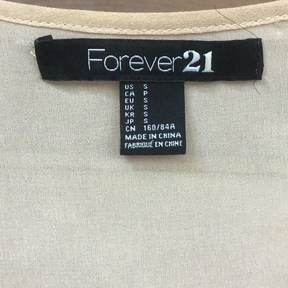 Forever 21 Sheer Beige Blouse Sm - Picture 5 of 9
